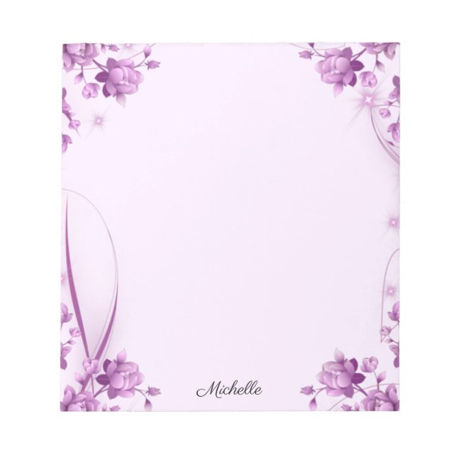 Joli bloc-notes Fleurs Lavande YOUR TEXT (Devant)