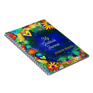 Joli Blue Floral Nom personnalisé Journal de recon