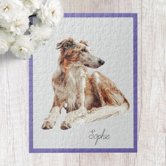 Joli Borzoi Chien Personnalisé Puzzle Puzzle (Créateur téléchargé)