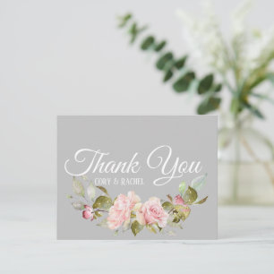 Joli bouquet de roses roses sur Merci gris