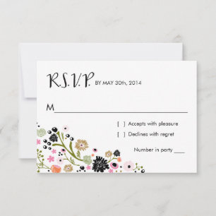 Joli Bouquet Floral Carte de réponse R S V P Inv