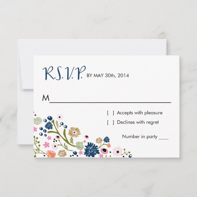 Joli Bouquet Floral | Carte de réponse R S V P Mar (Devant)