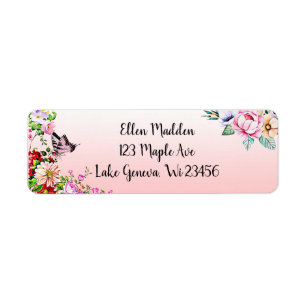 Joli bouquet floral rose et papillon