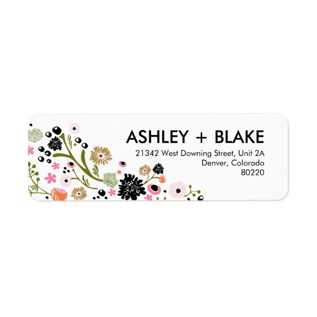 Joli Bouquet Mariage Adresse de retour Label (Devant)