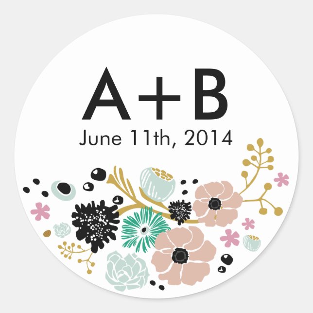 Joli Bouquet Mariage floral Sticker Blush (Devant)