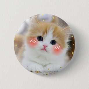 Joli Bouton Badge de Chat Mignon Kawaii Rouge aux 