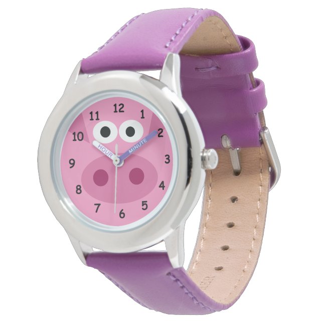 Joli cadeau de montre de porc rose pour fille anni (Incliné)
