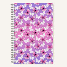 Joli cahier à spirale papillon rose et blanc