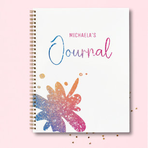 Joli cahier de journal à paillettes arc-en-ciel