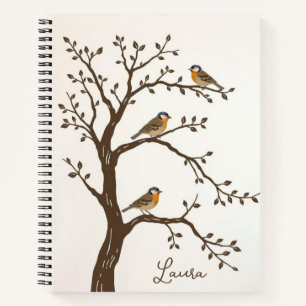 Joli cahier / journal d'oiseaux dans un arbre