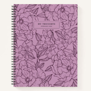 Joli cahier moderne à motif floral violet