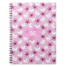 Joli cahier spiralé papillon rose Kawaii