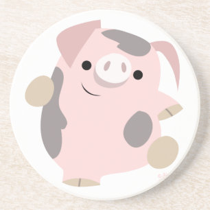 Joli caricature Dessous de verre de cochon dansant