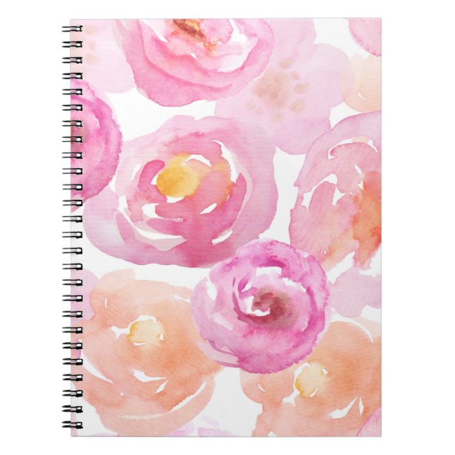 Joli Carnet à fleurs rose et orange (Devant)