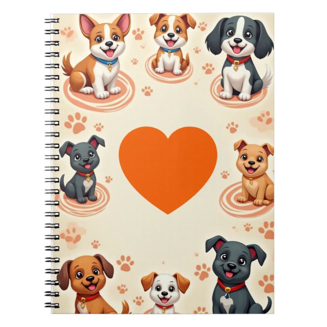 Joli Carnet de Chiens de Chiens de Caricature (Devant)
