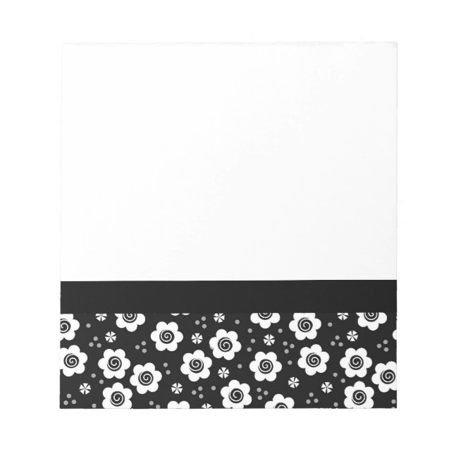 Joli Carnet de fleurs blanches noires (Devant)