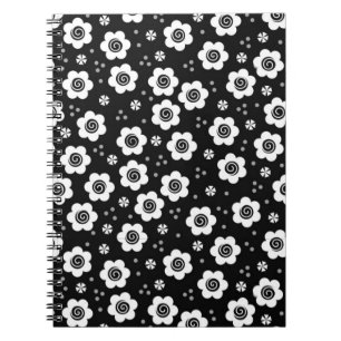 Joli Carnet de fleurs blanches noires