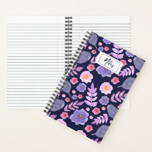Joli Carnet de notes Motif Floral Coloré Aquarelle