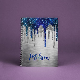 Joli Carnet de Parties scintillant bleu moderne le