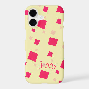 Joli Carré rose Confetti Ajouter votre nom Fille