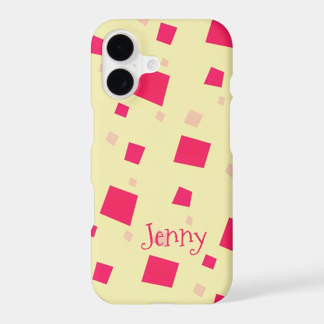 Joli Carré rose Confetti Ajouter votre nom Fille (Verso)