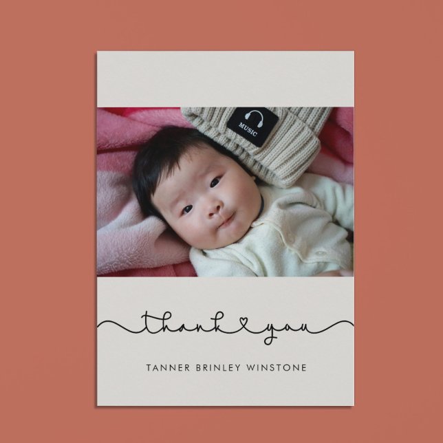 Joli carte de remerciements de Baby shower coeur c (Créateur téléchargé)