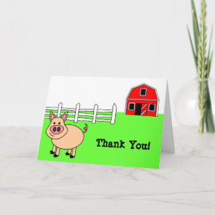 Joli Carte de remerciements de cochon de dessin