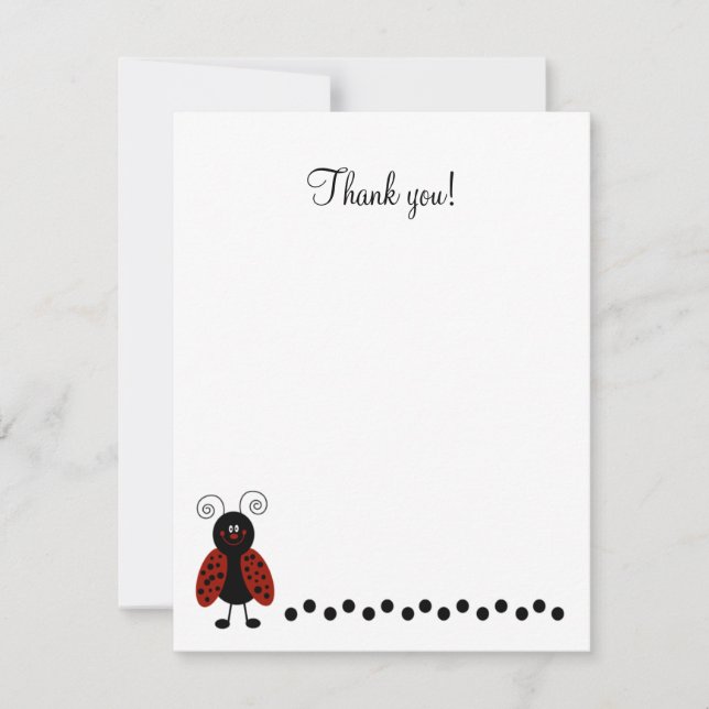 Joli Carte de remerciements plat Black & Red Ladyb (Devant)