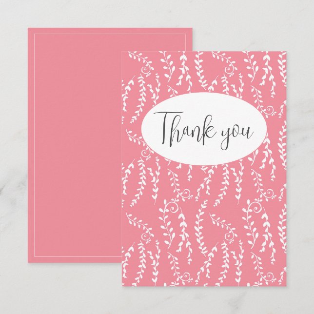 Joli Carte de remerciements Plat Rose (Devant / Derrière)