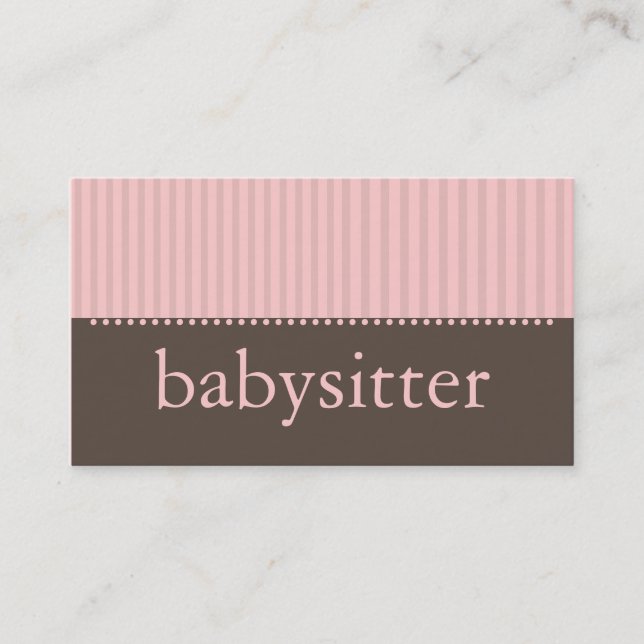 Joli Carte de visite de baby-sitting rose (Devant)