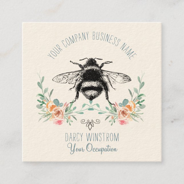 Joli Carte de visite de fleurs d'abeille (Devant)