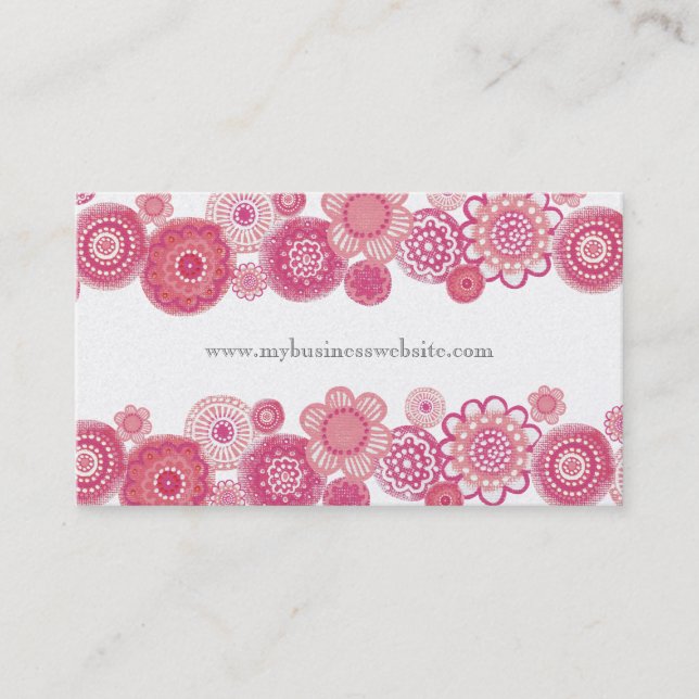 Joli Carte de visite de perle rose Floral (Devant)