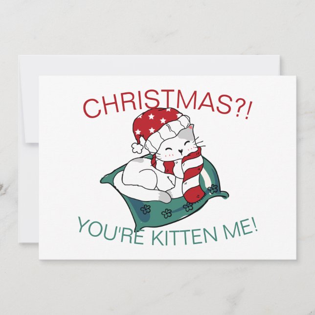 Joli Carte photo d'illustration Noël Kitten (Devant)