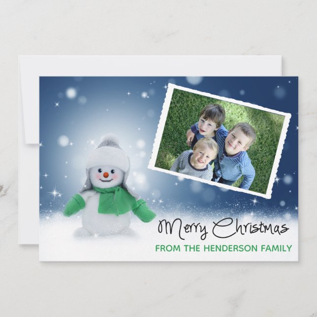 Joli Carte photo Snowman Joyeux Noël (Devant)