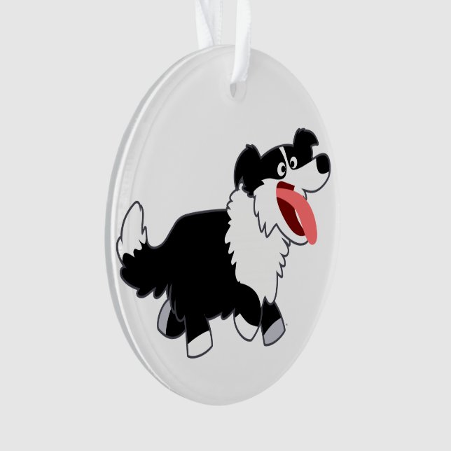 Joli Cartoon Bordure Collie Acrylique Ornement (devant)
