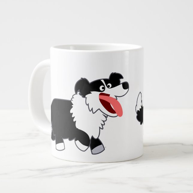 Joli Cartoon Bordure Collie Jumbo Mug (Devant gauche)