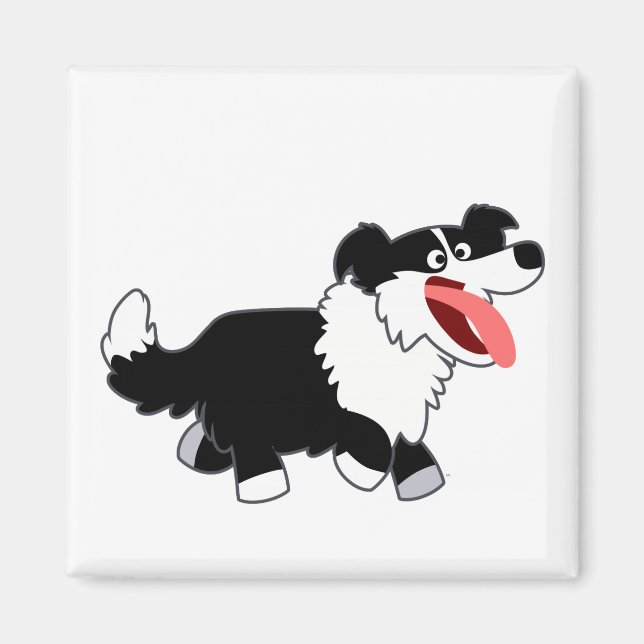 Joli Cartoon Bordure Collie Magnet (Devant)