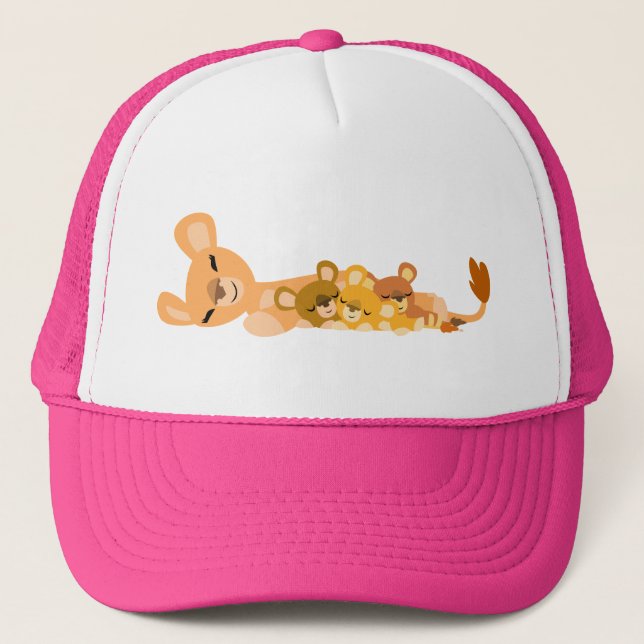 Joli Cartoon Mum Lion et Cubs Casquette (Devant)