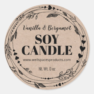 Joli chandelle de Soy Kraft Bio Étiquettes