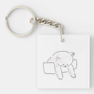 Joli Chat Blanc Endormi Dans Une Boîte Dessin À La