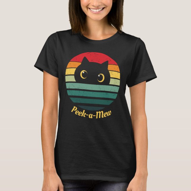 Joli chat Face Peek un T-shirt (Devant)