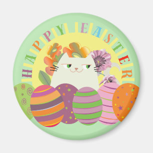 Joli Chat Joyeuses Pâques Magnet Décoration de Pri