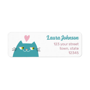 Joli Chat Kawaii Rose Coeur Adresse de l'Expéditeu