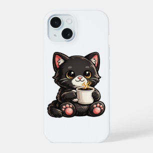 Joli Chat Noir avec Café