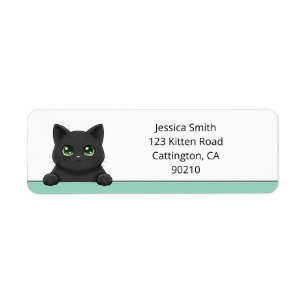 Joli Chat Noir Qui Regarde Adresse Personnalisée d