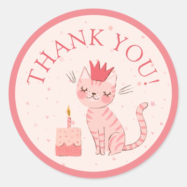 Joli chaton Anniversaire Classic Round Sticker (Devant)