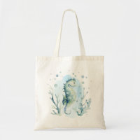 Joli cheval de mer et composition de coraux sac fo
