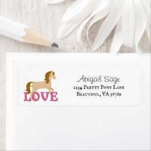 Joli cheval et Word Love Valentine's Day Adresse