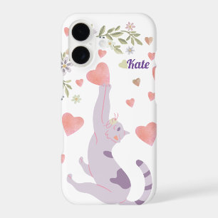 Joli Chic Kitty Pastel Rose Purple Coeurs verts