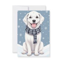 Joli chien blanc Carte de remerciements plat